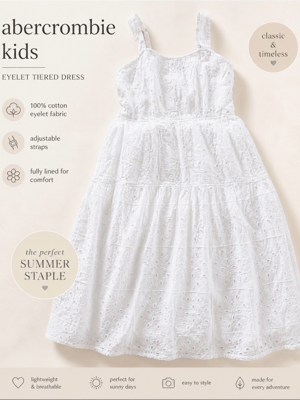 abercrombie kids White Eyelet Tiered Sundress